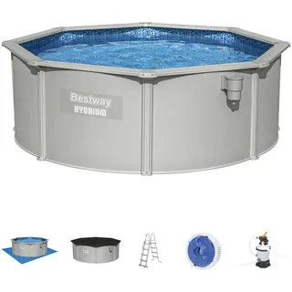 Bestway Pool SET Hydrium 56574 , Blau, Grau , Metall, Kunststoff , Kreise , 120 cm , Freizeit & Co, Pools & Wasserspass, Aufstellpools