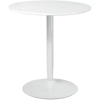 Homcom Esstisch Runder Küchentisch, Rutschfester Esszimmertisch für 2 Personen Weiß , Metall , Nachbildung , Säule , 70x75x70 cm , Esszimmer, Esstische