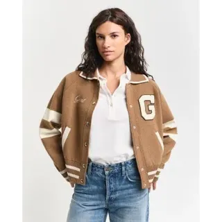Gant für Damen. 4805301 Braune Varsity-Strickjacke (XL), Lässig, Baumwolle