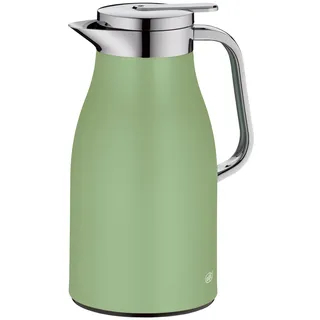alfi SKYLINE 1,0l, celadon green mat, Edelstahl-Isolierkanne mit hygienischem Hartglaseinsatz, Drehverschluss mit bequemer Drucktaste, ergonomischer Griff, mit einer Hand, ideal als Teekanne