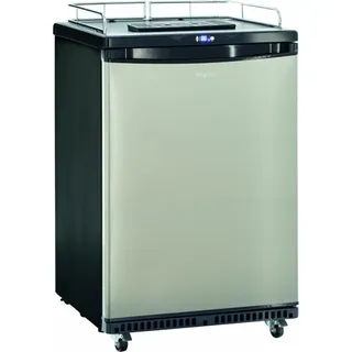 Exquisit Bierkühler, 163 Liter, mit Zapfvorrichtung, Gitterablagen, Türanschlag wechselbar, 89 cm Höhe, 42 dB, Display, BK160-HE-300G inox - Silber