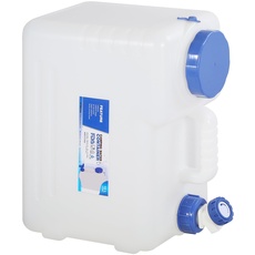 REDCAMP 15 Liter Kanister, Wasserkanister mit Hahn, Trinkwasserkanister für Wandern Camping Outdoor, BPA-frei, Weiß