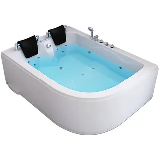 HOME DELUXE - Whirlpool - BLUE OCEAN XL Rechts, Weiß, Maße: 180 x 120 x 65 cm - inkl. Nackenkissen, Armaturen und Whirlpoolpumpe I Whirlpool für 2 Personen, Indoor SPA, Eckbadewanne - Weiß