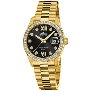 Lotus Damenuhr aus PVD-vergoldetem Stahl mit Armband und Zirkonia-Sets 18979/2
