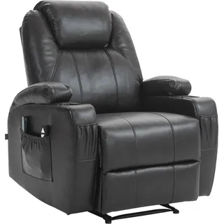 r Relaxsessel mit Massagefunktion – Bequemer Sessel mit Heizfunktion und Getränkehalter. Material: Kunstleder. Farbe: Braun