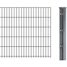 Alberts 645625 Doppelstabmattenzaun als Zaun-Komplettset | verschiedene Längen und Höhen | anthrazit | Höhe 63 cm | Länge 2,5 m