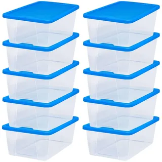 Homz Schuhbox aus Kunststoff, mit Deckel, transparent, stapelbar, 10 Stück, 6 Vierteln, 6 Stück