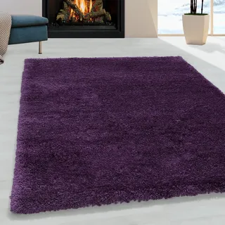 Ayyildiz Teppiche Hochflor-Teppich »FLUFFY 3500« rechteckig 50 mm Höhe Langflor, Shaggy, uni, robust, auch in rund erhältlich, Wohnzimmer, lila
