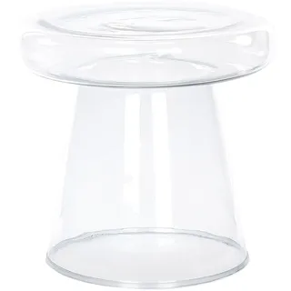 BELIANI Beistelltisch Transparent Glas Glänzend Hoch Rund 39 cm T-Form Pilzform Konisch Retro-Stil Couchtisch für Pflanzen Wohnzimmer Ausstattung - Transparent