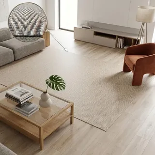 Tadi & Imperio1979 Vinyl-Teppich mit Fischgrätenmuster, für Wohnzimmer, Flur oder Esszimmer, Farbe: Braun, Beige, natürlicher Effekt, digitalisiert.
