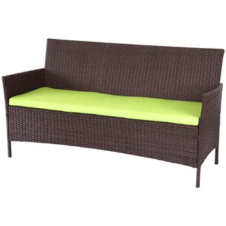 MCW 3-Sitzer Poly-Rattan Gartenbank Braun, Grün , Kunststoff , 154x82x60 cm , Gartenmöbel, Gartenbänke
