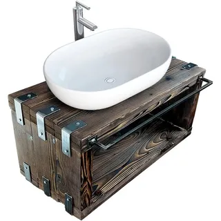 CHYRKA CHYRKA® Waschbeckenschrank (Natur, 60x38 cm H=40 cm) BORYSLAW-Bad Badmöbel Waschtisch Waschbecken Hängeschrank Unterschrank Design Massivholz Loft Handmade Vintage Deco