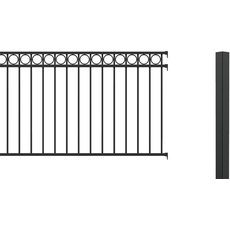 Bild Alberts 511043 Zaunkomplettset Circle, zum Einbetonieren | verschiedene Längen und Höhen - wahlweise in verschiedenen Farben | matt-schwarz | Höhe 120 cm | Länge