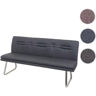 Sitzbank HWC-H70, Esszimmerbank Bank Polsterbank, Rückenlehne Stoff/Textil Edelstahl gebürstet ~ gra