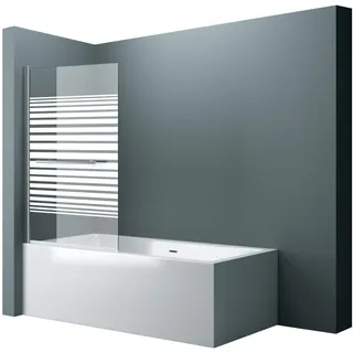 doporro 90x140 cm Design-Duschwand für Badewanne Badewannenaufsatz Duschabtrennung 6mm ESG-Sicherheitsglas teilsatiniert inkl. NANO-Beschichtung Badewannenfaltwand
