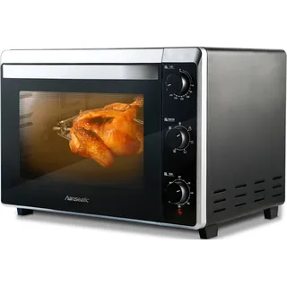 HANSEATIC Minibackofen "XXL Volumen 42 L, Zeitschaltuhr", schwarz, B:51cm H:36cm T:44cm, Minibacköfen, motorischer Drehspieß, 7 Funktionen, Grillrost, Fettpfanne, Minibackofen