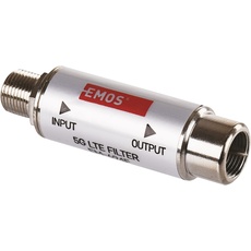 EMOS LTE/4G/5G Sperrfilter, Durchlassbereich bis 694 MHz, DC Durchlass, 1,6 x 4 cm, F-Anschluss J5711 Silbern