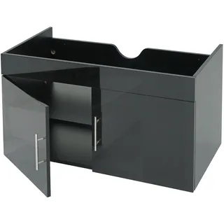 Mendler Waschbeckenunterschrank HWC-D16, Waschtischunterschrank Waschtisch Unterschrank Badmöbel, FSC® hochglanz 90cm ~ schwarz