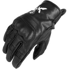 TacFirst Amalfitana Motorrad Handschuhe Leder H030, atmungsaktive Retro Motorradhandschuhe, Vintage Hard Knuckle Knöchelschutz (Nero, L)