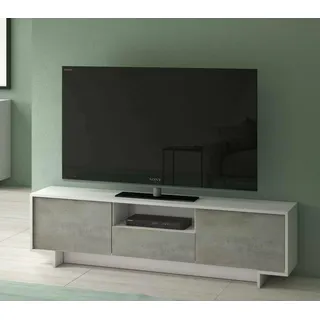Dmora - TV-Ständer Andromeda, TV-Ständer für das Wohnzimmer, niedriges Wohnzimmer-Sideboard mit 2 Türen und 1 Schublade, 100% Made in Italy, 170 x 42 x 48 cm, Weiß und Zement