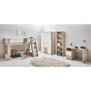 OTTO home "Set »Rieke«, viel Stauraum", beige, B/H: 90cm x 200cm, Holzwerkstoff, Schlafzimmermöbel-Sets, Jugendzimmer-Set, Hochbett, Etagenbett, Ablagefach unter dem Bett, Blauer Engel,