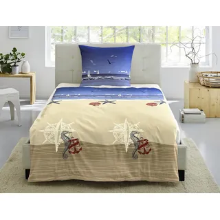 IRISETTE Easy 8163 Seersucker Blau 135 x 200 cm + 80 x 80 cm