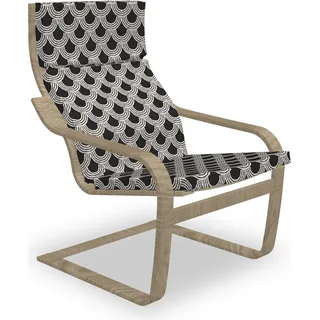 ABAKUHAUS Streifen Poäng Sessel Polster, Retro Overlap Nested Kreise, Sitzkissen mit Stuhlkissen mit Hakenschlaufe und Reißverschluss, Koksgraue Eggshell - Beige