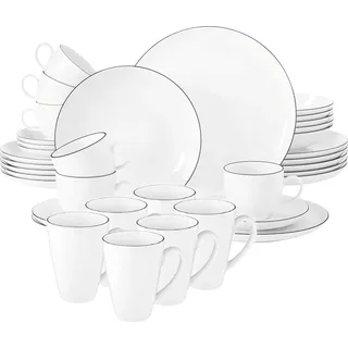 Kombiservice 36-teilig - Seltmann Weiden Lido Black Line 10826 - Schwarz, Weiß
