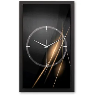 Kreative Feder 3D Designer-Wanduhr Golden Lights in modernem Metallic-Look 50x30cm rechteckig analog lautlos ohne Ticken (Golden Lights, leises Funkuhrwerk)