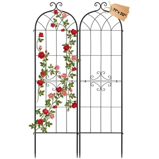 VEVOR Rankgitter, 180x52,5 cm 2er-Pack, Metall Rankhilfe mit Pulverbeschichteter Oberfläche & Verriegelungsmechanismus, Kletterhilfe, Garten Spalier, Pflanzengitter für Blumen, Gemüse & Rosen