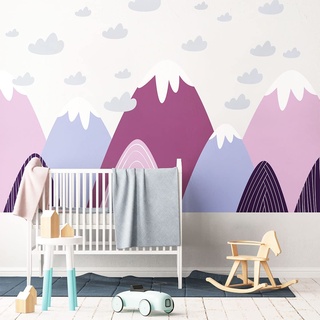 Wandsticker für Kinder, Dekoration, Babyzimmer, selbstklebend, riesig, für Kinder, skandinavische Berge, Vilka – 80 x 120 cm