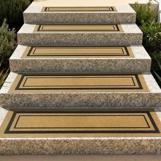 Aucuda 2er Set Stufenmatte Außen aus Gummi, 76 x 22 cm Wetterfeste & rutschfeste Treppenstufen Matten, Anti-Rutsch Wärmedämmung Gummimatten für Outdoor, Sommer Antirutschmatten kokosbraun Treppe.