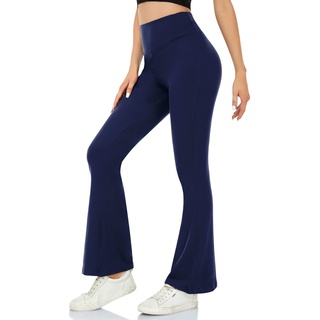 ACTINPUT Yogahose Damen Schlaghose Blickdicht Flared Leggings Bootleg Sporthose Bootcut Jogginghose Fitnesshose Jazzpants(Marineblau,XL)