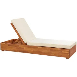 Beliani Gartenliege hellbraun Fanano , Holz , 63x23x190 cm , Gartenmöbel, Gartenliegen