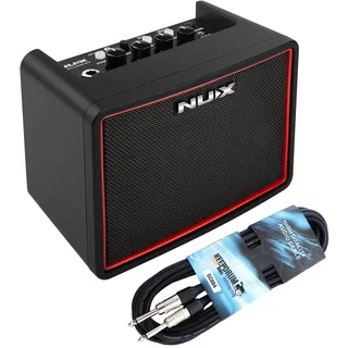 Nux Mighty Lite BT MKII Bluetooth Modeling Gitarren-Verstärker für E-Gitarre und Bass mit keepdrum Klinkenkabel