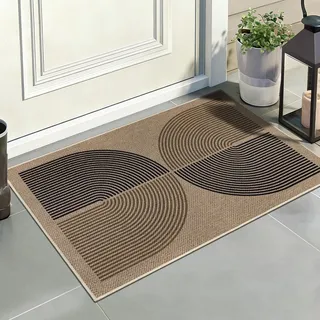 Capslpad Fußmatte außen und Innen 50 x 80 cm, Jute Aussehen rutschfeste Schmutzfangmatte Dünne Türmatte, Waschbar Fussmatte Aussen für Haustür, Eingangsbereich, Balkon