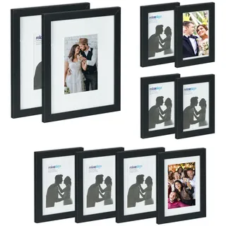 Relaxdays Bilderrahmen klassisch schwarz 26,4x10,8 cm 10er Set