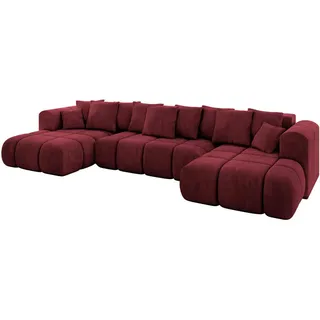 altdecor Ecksofa Samt 6-Sitzer Bordeauxrot