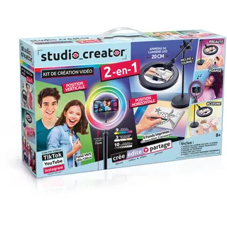 CANAL TOYS Creator-Studio 2-in-1 Videoleuchte mit mehrfarbigem LED-Ring, Halterung mit doppelter Funktion, horizontal und vertikal, INF 027