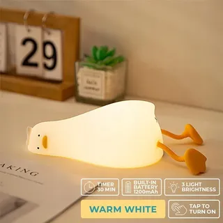 Forever Light Nachtlicht LED Silicone Enten Led Kinder, Nachttischlampe Baby mit Touch Control Wiederaufladbar Timer Dimmer, 3 Lichtmodi für indzi...