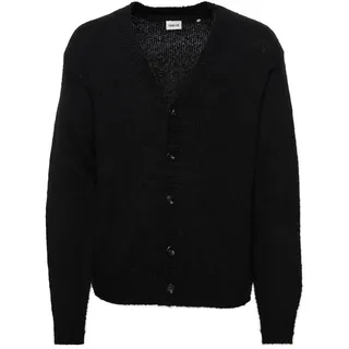 Strickjacke SOLID "Strickjacke SDHamed", Herren, Gr. M, schwarz (true schwarz), Obermaterial: 39% Polyacryl PAN. 31% Nylon NY. 20% Polyester PES. 10% Wolle WO., Strickjacken Strickjacke