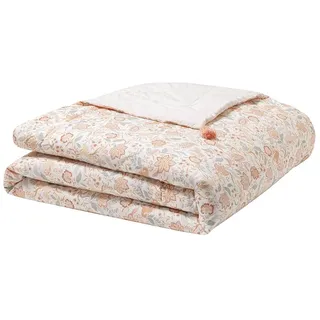 ESSIX Bedruckte Tagesdecke aus Baumwoll-Perkal, Allure, 130 x 200 cm, Rosa