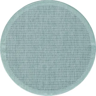 Carpetsale24 In & Outdoor Teppich Terrasse Balkon Küchenteppich Wetterfest Sisal Optik Flachgewebe Wetterfest Einfarbig mit Struktur, Grösse: 160 cm Rund - Blau