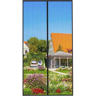 Fliegengitter Tür Magnet Insektenschutz Balkontür 100x220cm Schwarz - Hochwertiger Fliegenvorhang, ohne Bohren - Schwarz