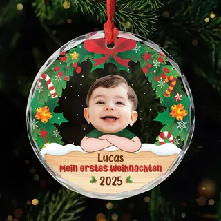 Geschenke Mall Personalisiertes Ornamente - Mein Erstes Weihnachten - Personalisierte weihnachtskugeln, Babys erste Bilder, Erstes Weihnachten Baby (Modell #1)