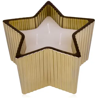 Accentra Duftkerze WINTER MAGIC Dreidocht-Kerze in sternförmigem goldenen Glas, 240g, Duft: Vanille, dekorative Kerze Weihnachten gold, Geschenk für Frauen und Männer