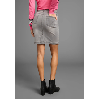 Jeansrock ARIZONA "Ultra-Stretch", Damen, Gr. 44, grau (grau used), Denim/Jeans, Obermaterial: 74% Baumwolle, 24% Polyester, 2% Elasthan, unifarben, Basic, kniefrei, Röcke Jeansrock, extra eng geschnitten
