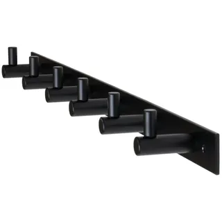Gedotec Garderobenhaken Schwarz matt [6 HAKEN] Garderobenleiste Flur, Küche & Bad I Wandgarderobe MOON I Hakenleiste schwarz zum Schrauben I Design Garderobenpaneel I Kleiderhaken Wand Montage