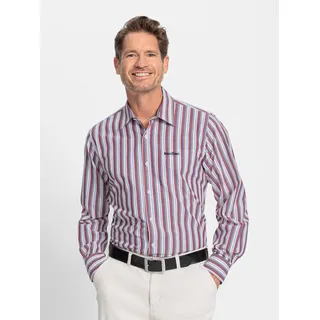 Langarmhemd MARCO DONATI, Herren, Gr. 39/40, Normalgrößen, bunt (erdbeere, eisblau, gestreift), 100% Baumwolle, gemustert, mehrfarbig, klassisch, Hemden Langarmhemd