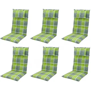 Doppler 6x 5911 Hochlehner Gartenstuhl Auflagen 8cm Kopfkissen grün